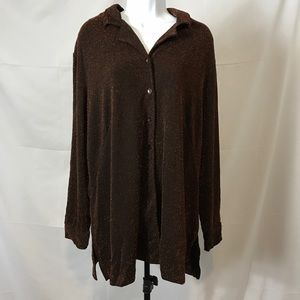 Avenue Brown blouse with orange metallic material